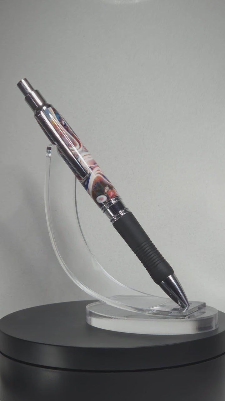 Hand turned Resin multi coloured Click Gel Pen