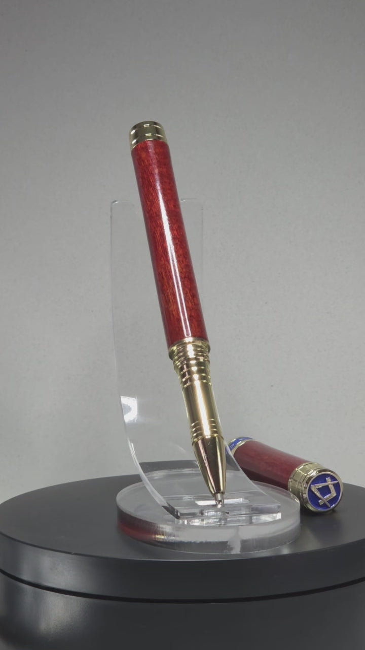 Masonic wood turned Rollerball Pen.