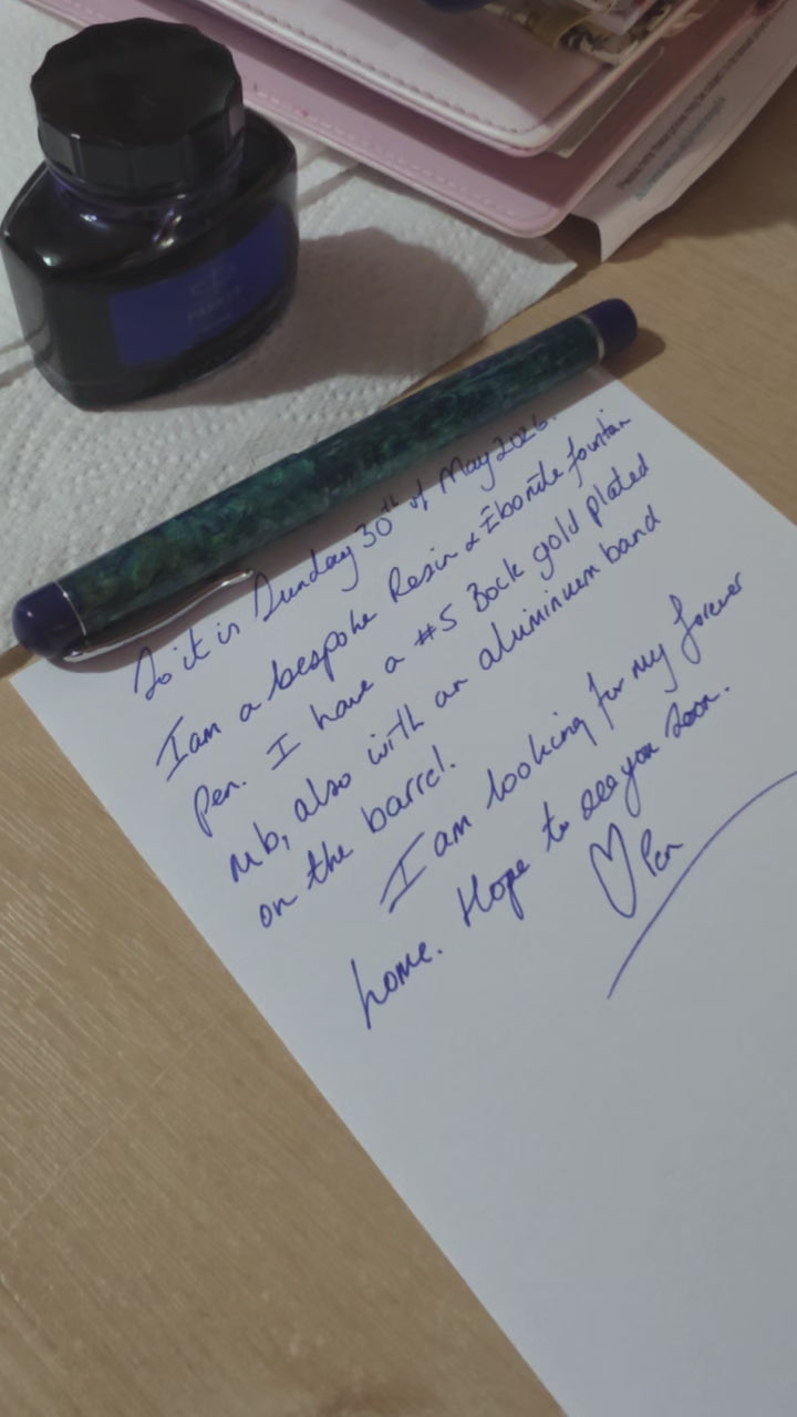 Handmade bespoke Blue resin and Ebonite Fountain Pen.