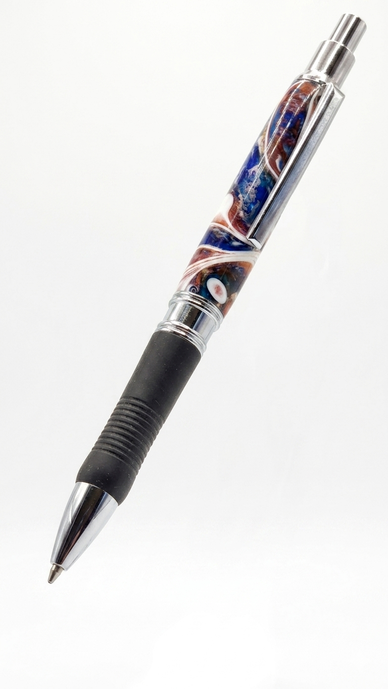 Hand turned Resin multi coloured Click Gel Pen