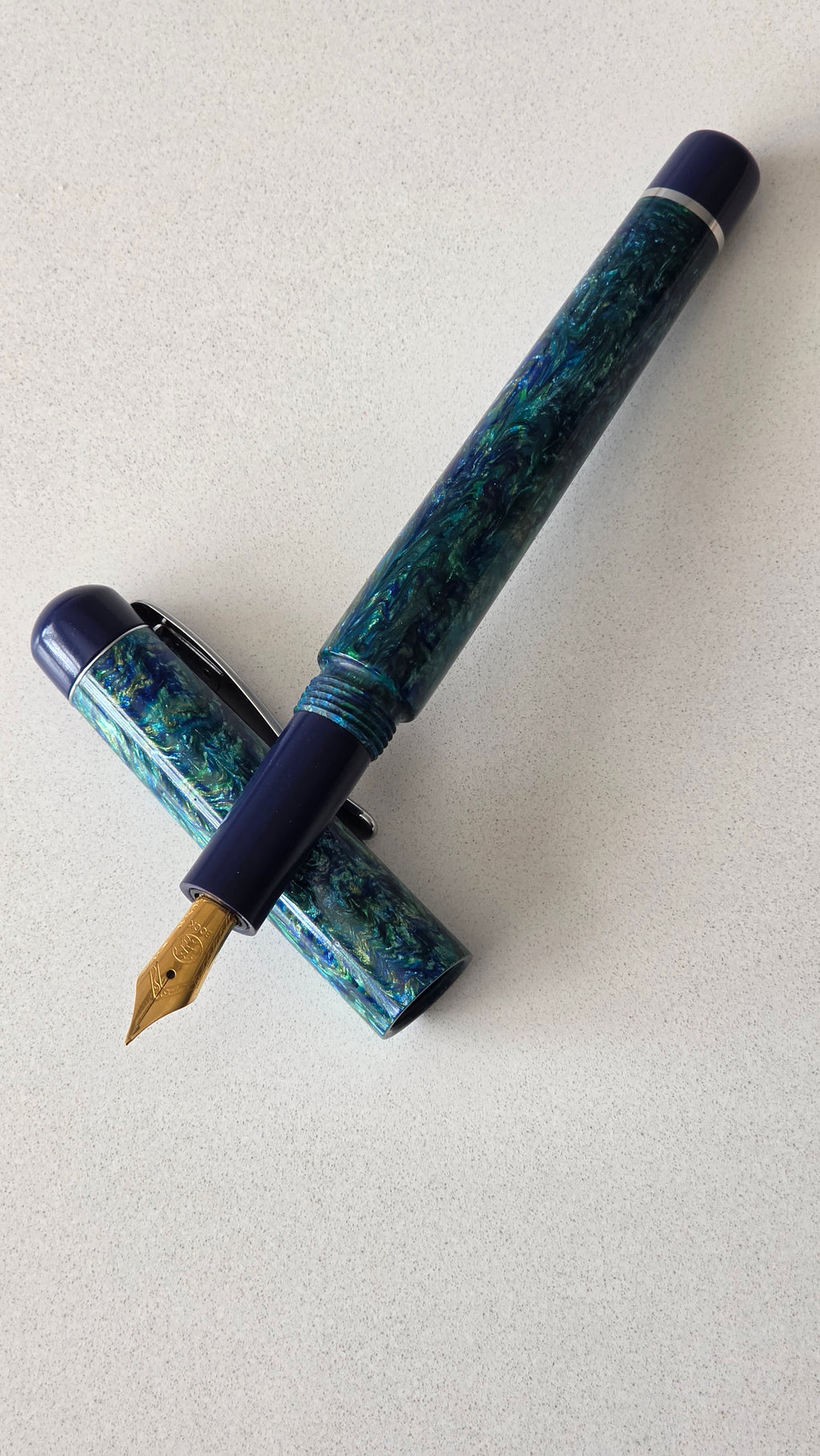 Handmade bespoke Blue resin and Ebonite Fountain Pen.