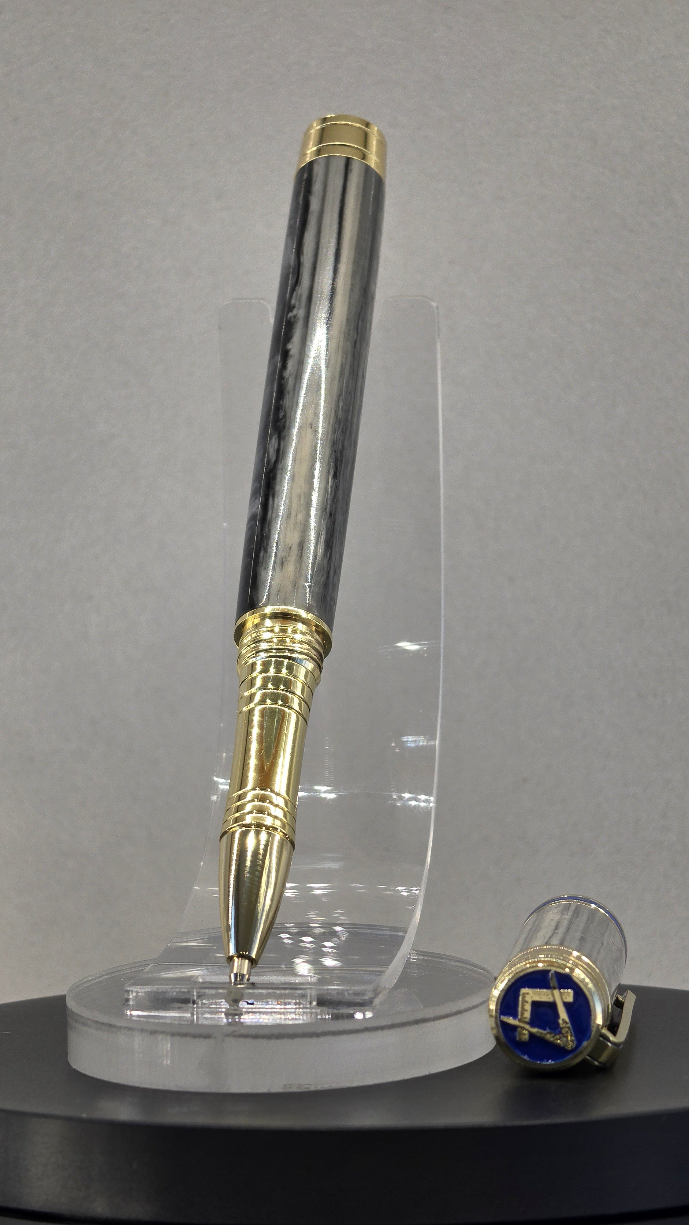 Masonic Cullinore Acrylic grey marble effect rollerball pen