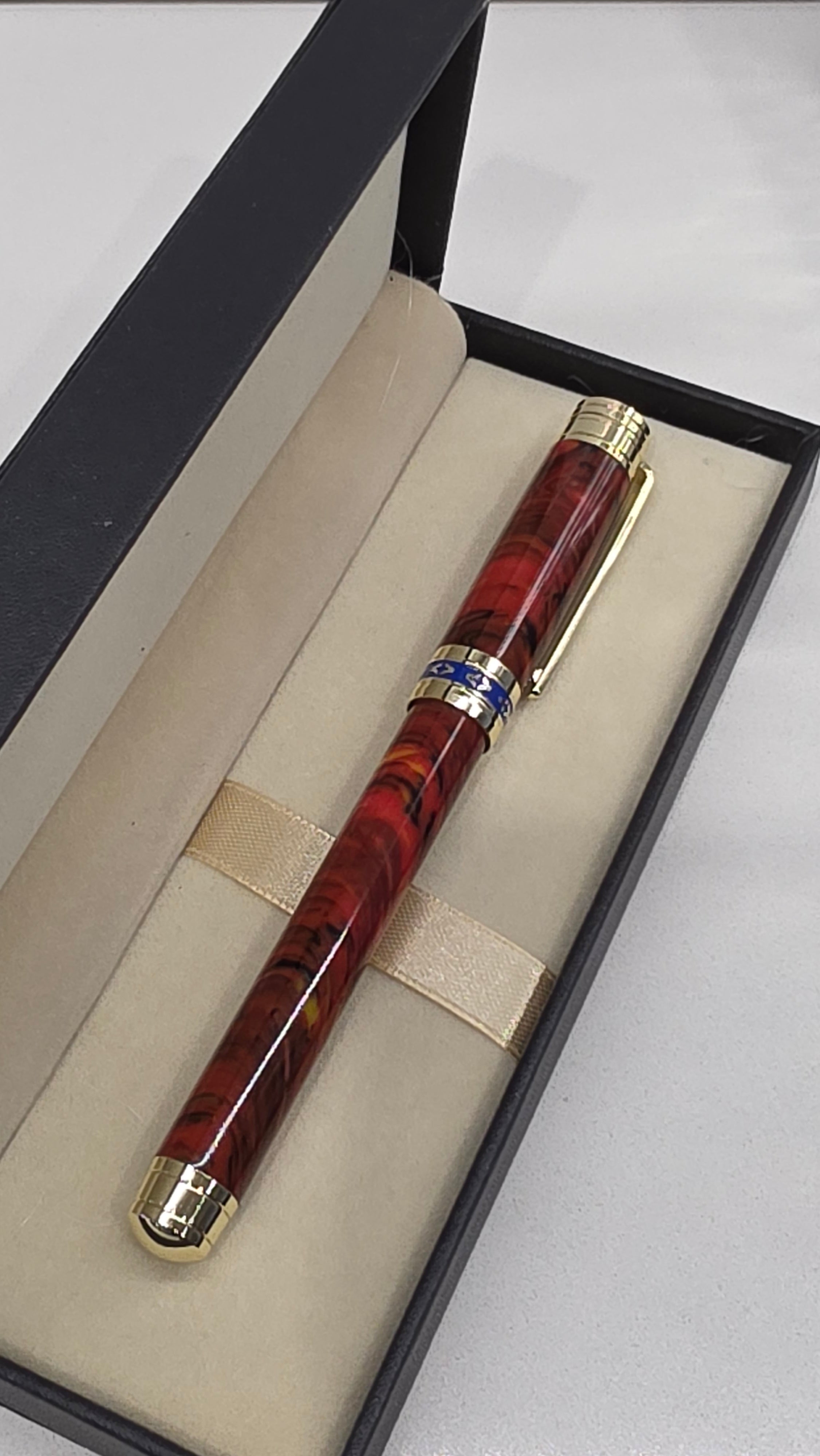 Masonic hand turned Pen in red Seduction Polyester resin