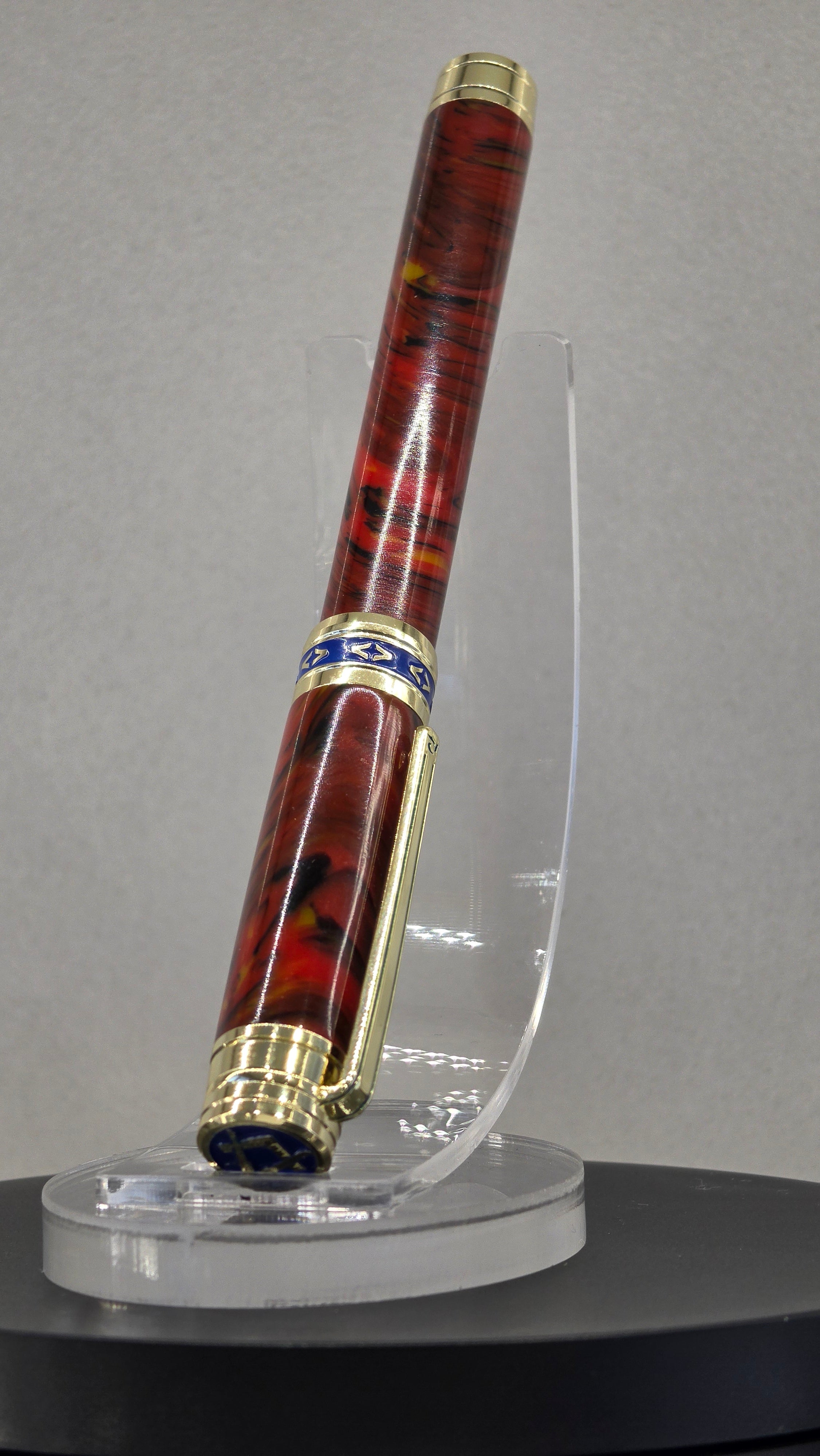 Masonic hand turned Pen in red Seduction Polyester resin