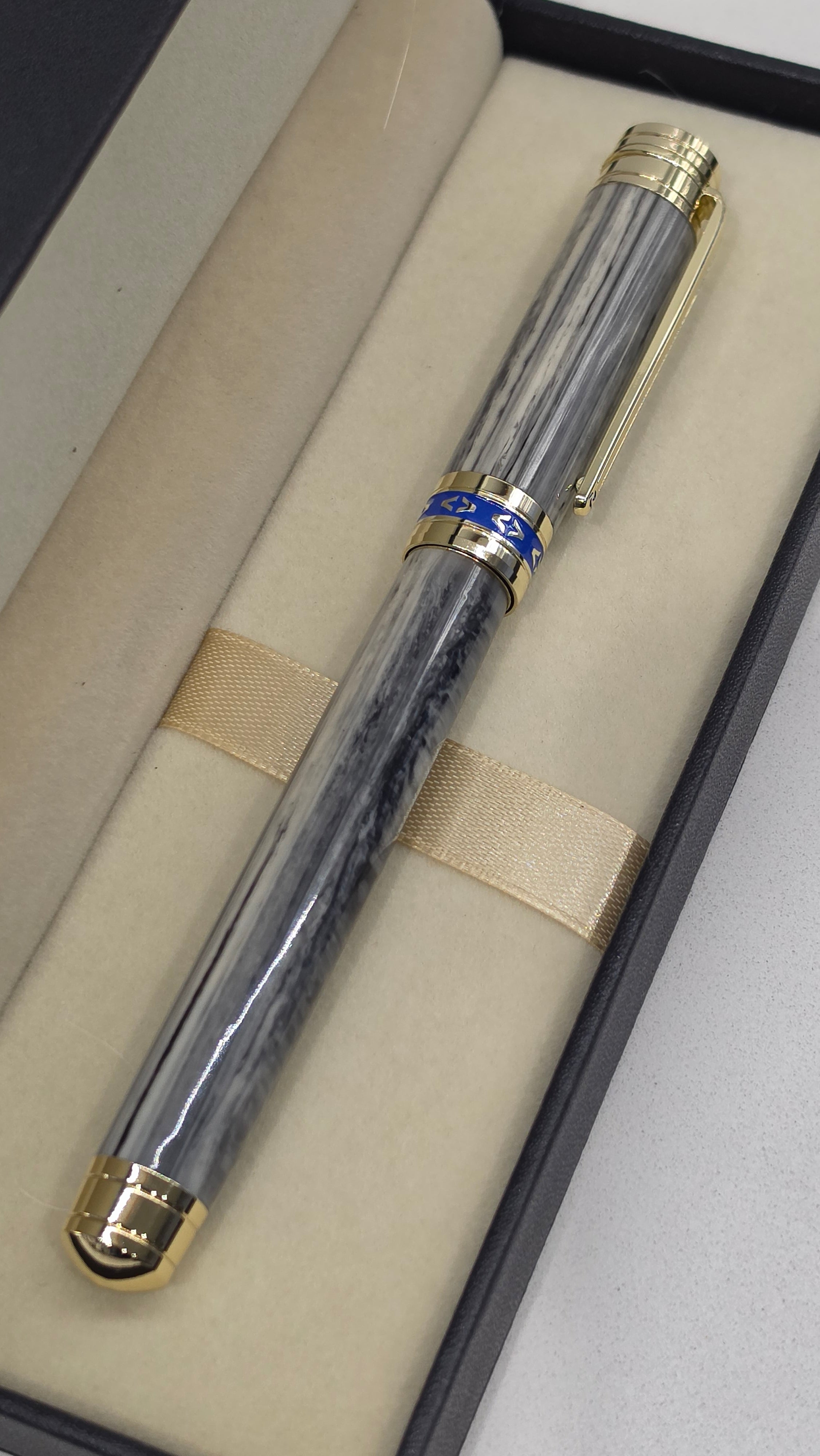 Masonic Cullinore Acrylic grey marble effect rollerball pen