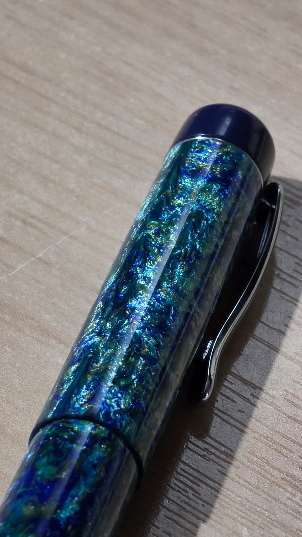 Handmade bespoke Blue resin and Ebonite Fountain Pen.