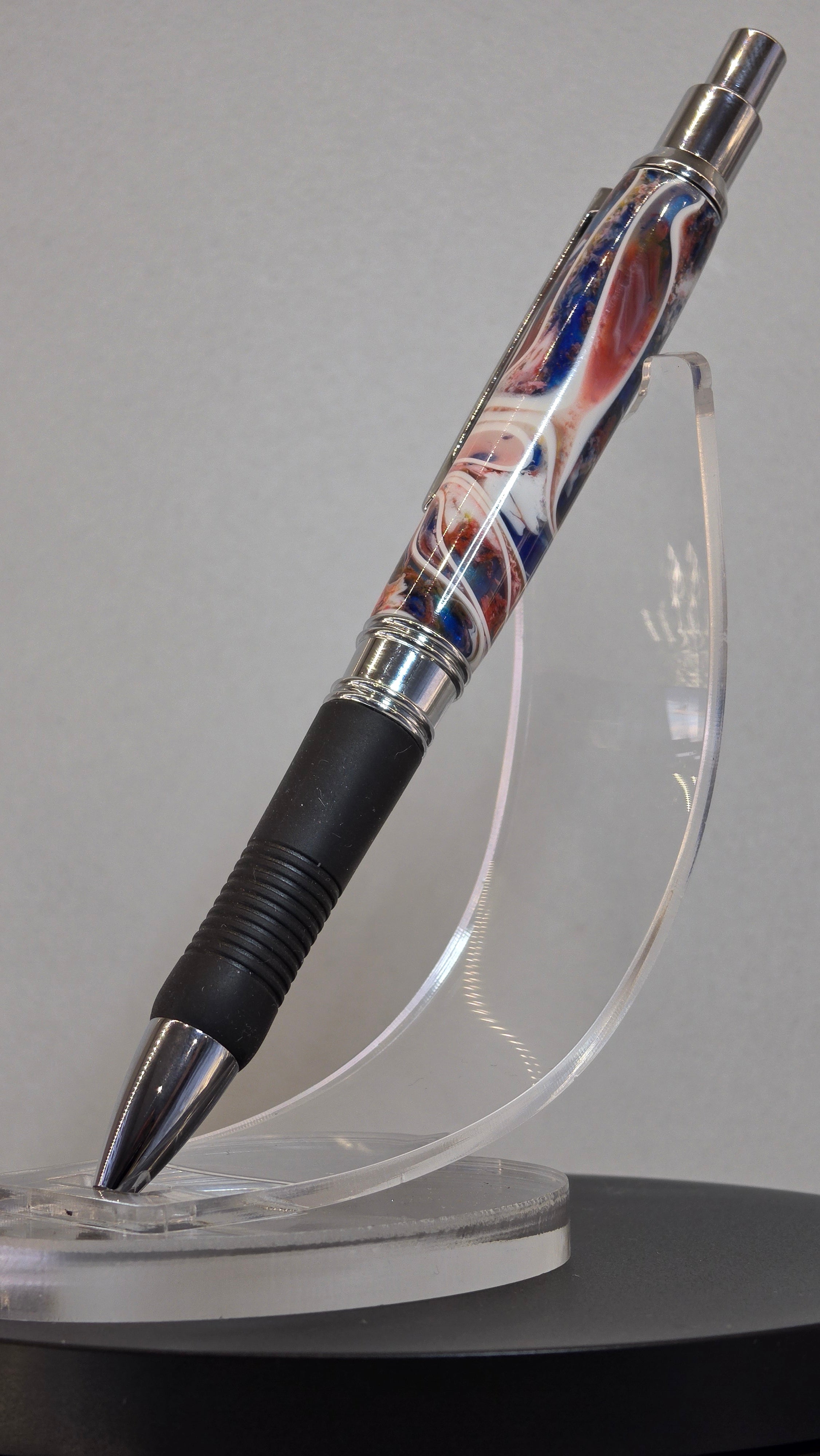 Hand turned Resin multi coloured Click Gel Pen