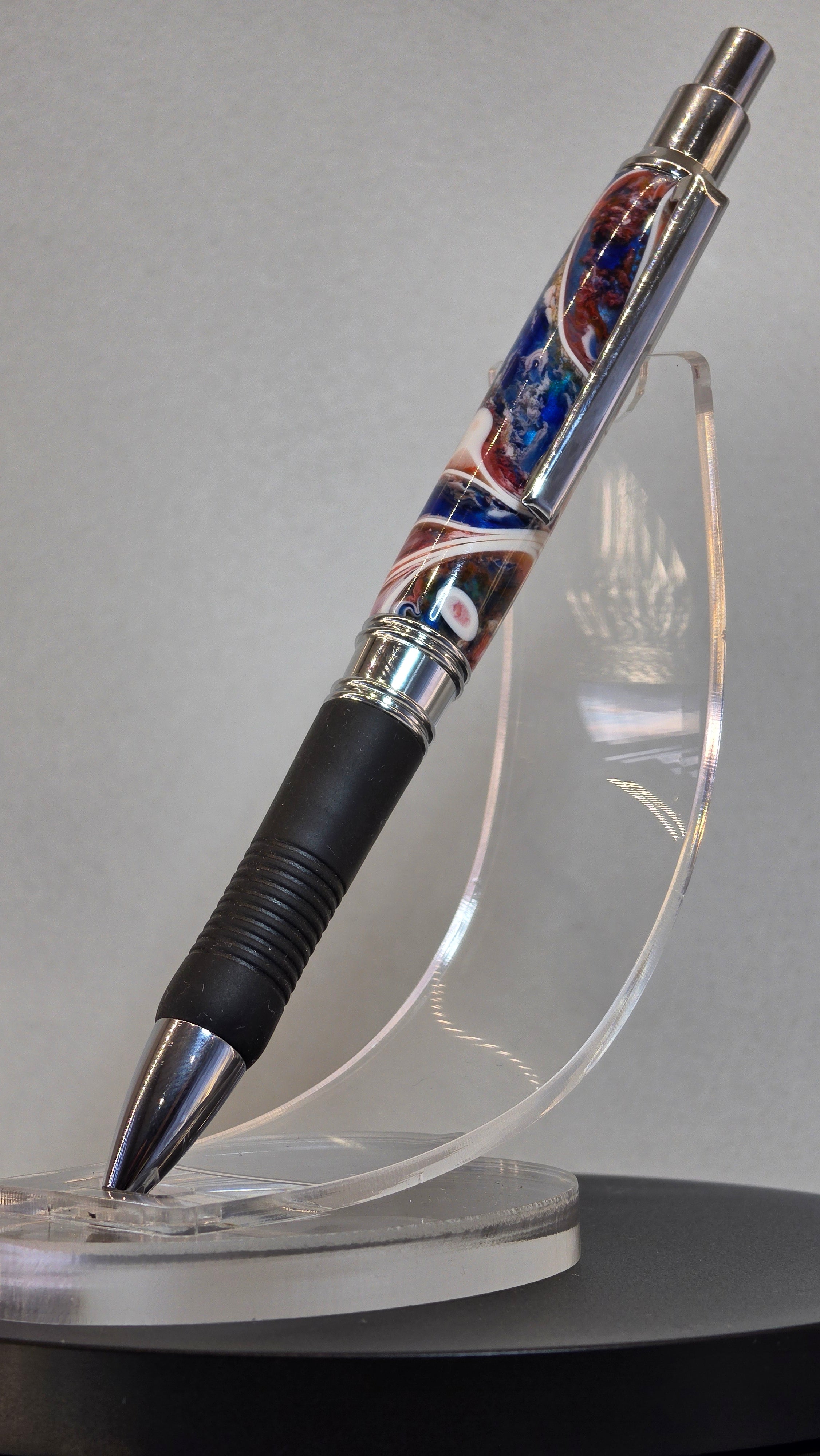 Hand turned Resin multi coloured Click Gel Pen