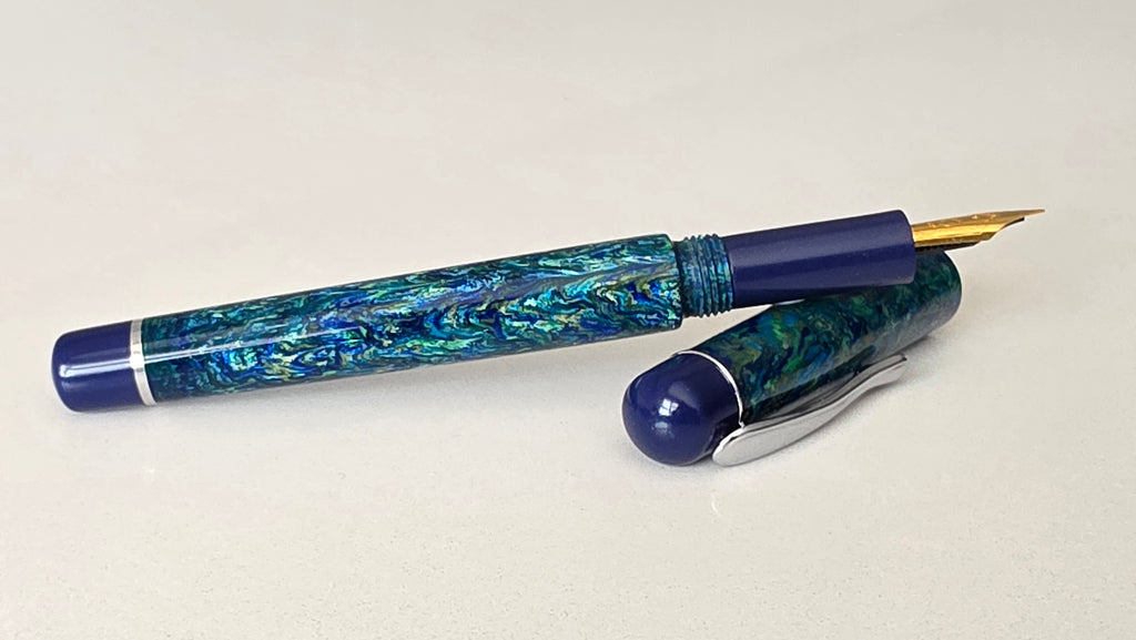Handmade bespoke Blue resin and Ebonite Fountain Pen.
