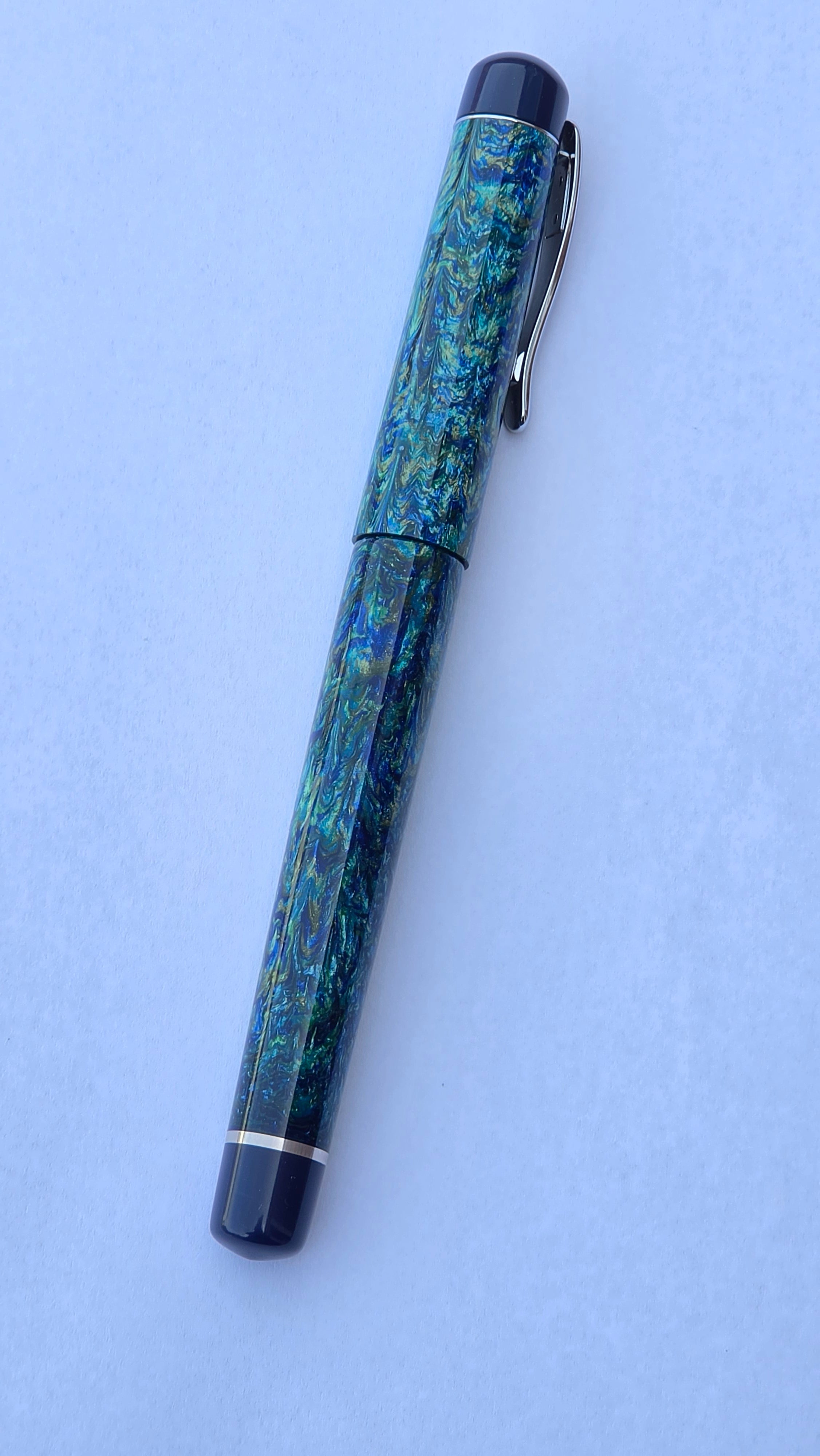 Handmade bespoke Blue resin and Ebonite Fountain Pen.