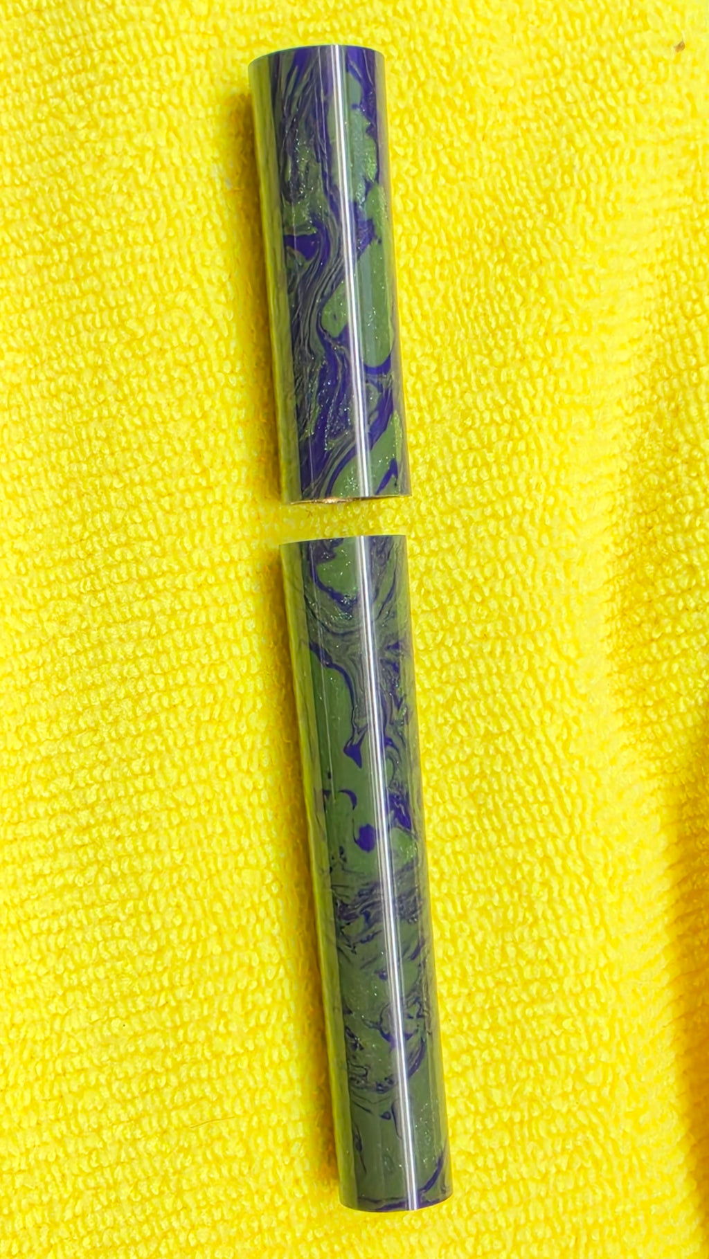 Handmade Green and Purple resin Gold plated Rollerball Pen